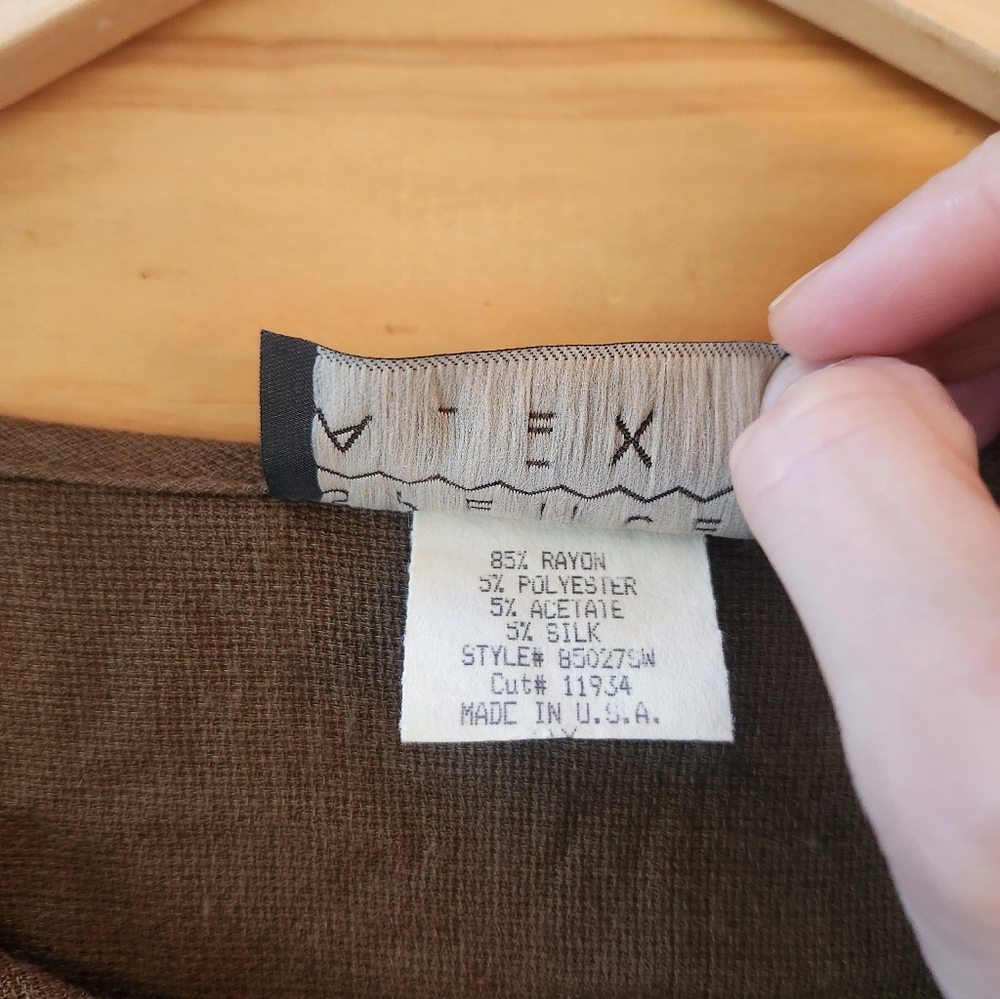 Vintage Spencer Alexis Womens Top XL Brown Rayon Silk Blend Fairy Whimsy 90s - Picture 8 of 9
